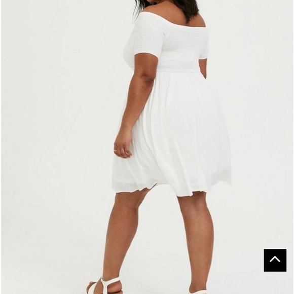 TORRID - Mini Challis Off-Shoulder Surplice Skater Dress - Picture 2 of 3